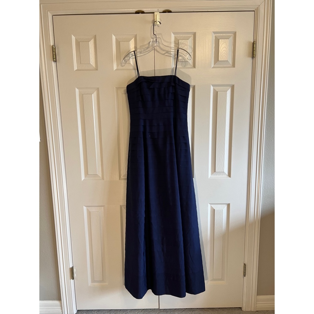 Carmen Marc Valvo Navy Blue Strapless Formal Evening Gown Size 8
